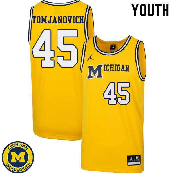 Youth Michigan Wolverines #45 Rudy Tomjanovich Yellow 1989 Retro College Basketball Jersey